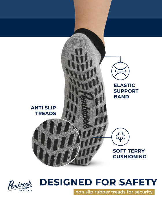 Pembrook Yoga Socks with Grips for Men - 4 Pairs Unisex Non Slip Socks Mens | Socks with Grippers for Men | Grippy Socks Men