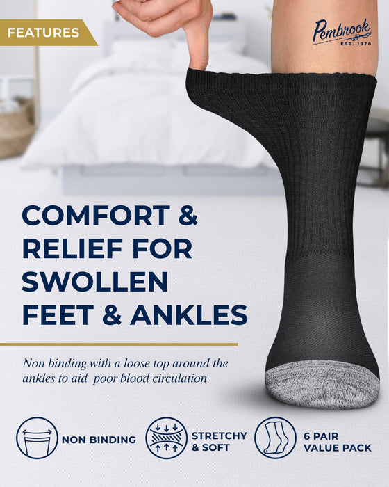 Pembrook 6 Pairs Diabetic Socks with Grippers for Men & Women - 12 Colors Neuropathy Socks for Women | Edema Socks