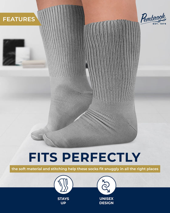 Pembrook Extra Wide Socks for Swollen Feet - 4 Pair Bariatric Socks for Edema and Lymphedema | Extra Wide Calf Socks