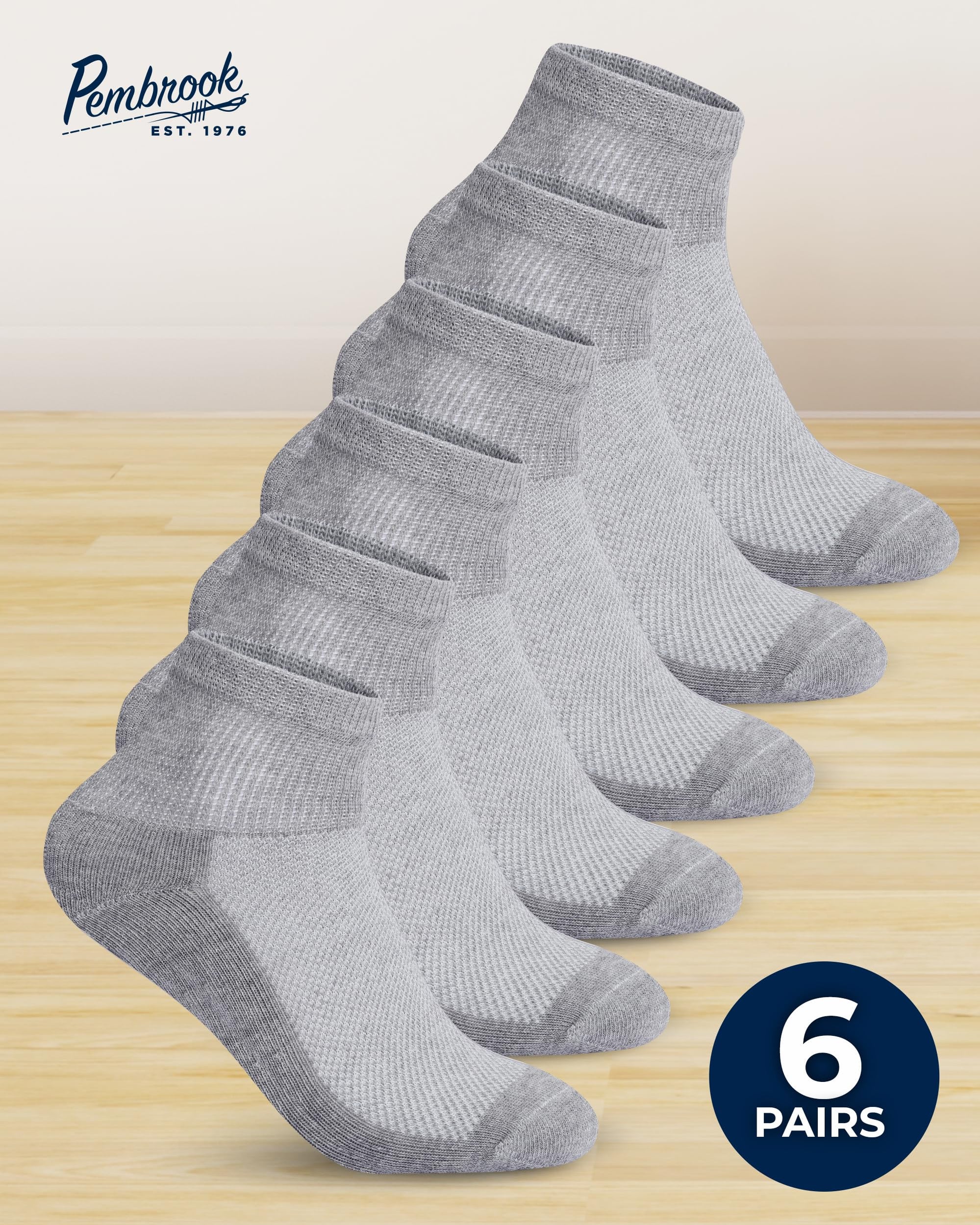 Pembrook Ankle Diabetic Socks for Women & Men 6 Pairs Wide Non Bin