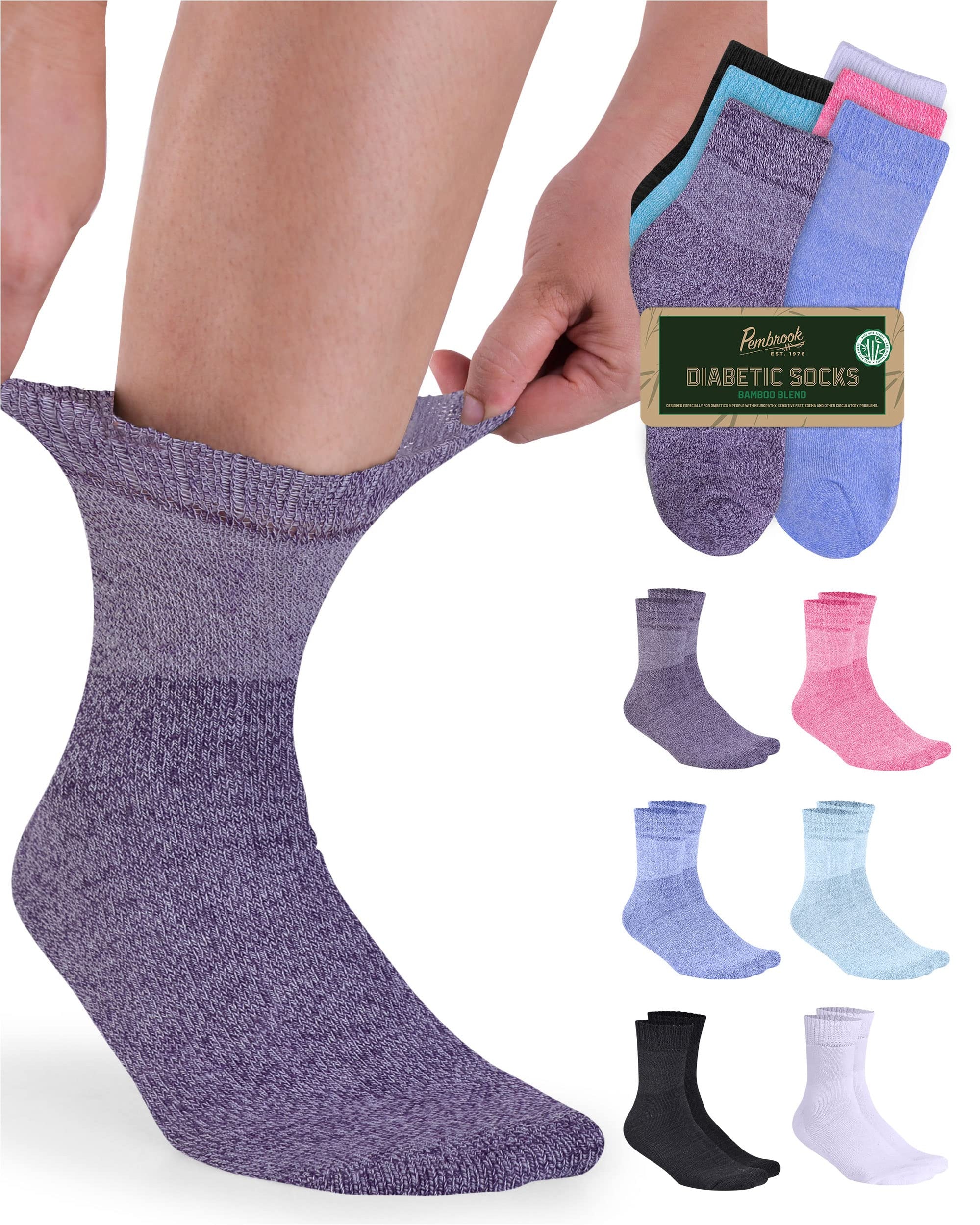 Bamboo Diabetic Socks for Men & Women - 6 Pairs Ankle Length Mens Diab ...