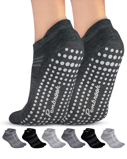 Pembrook Grip Socks for Women and Men - 6 Pairs Barre Socks with Grips