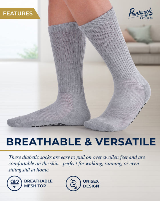 Pembrook 6 Pairs Diabetic Socks with Grippers for Men & Women - 12 Colors Neuropathy Socks for Women | Edema Socks