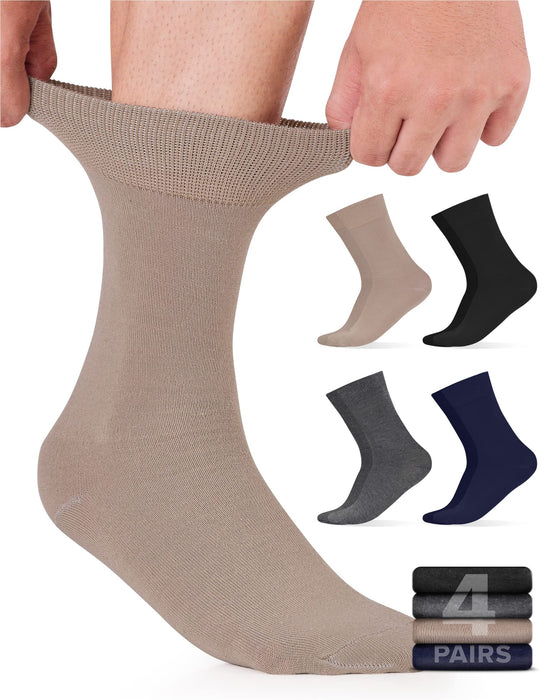 Pembrook Diabetic Dress Socks for Men - 4 Pairs Odor Free Stylish Diabetic Socks for Men Work | Mens Diabetic Socks Casual