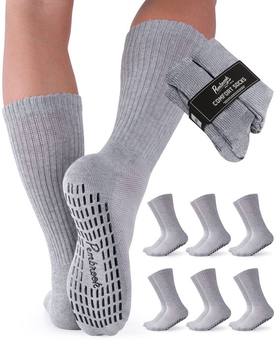 Diabetic Socks with Grips for Women & Men | Non Binding Edema, Neuropathy Socks | 6-pairs